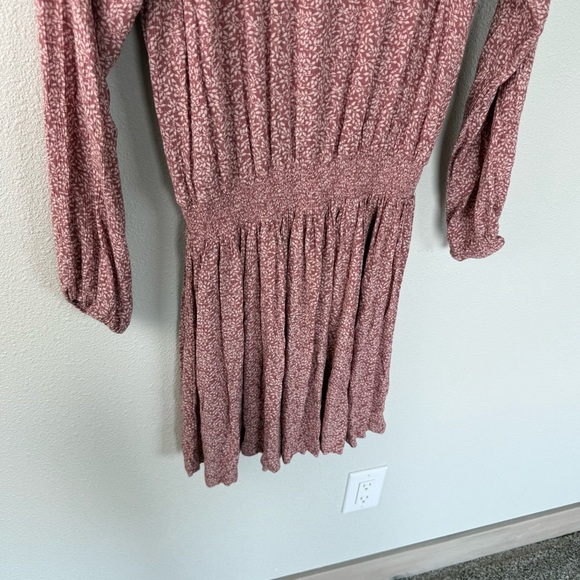 Faherty Montara Leaf Batik Long Sleeve Dress Pink Floral Casual Boho Women Small - Picture 16 of 16